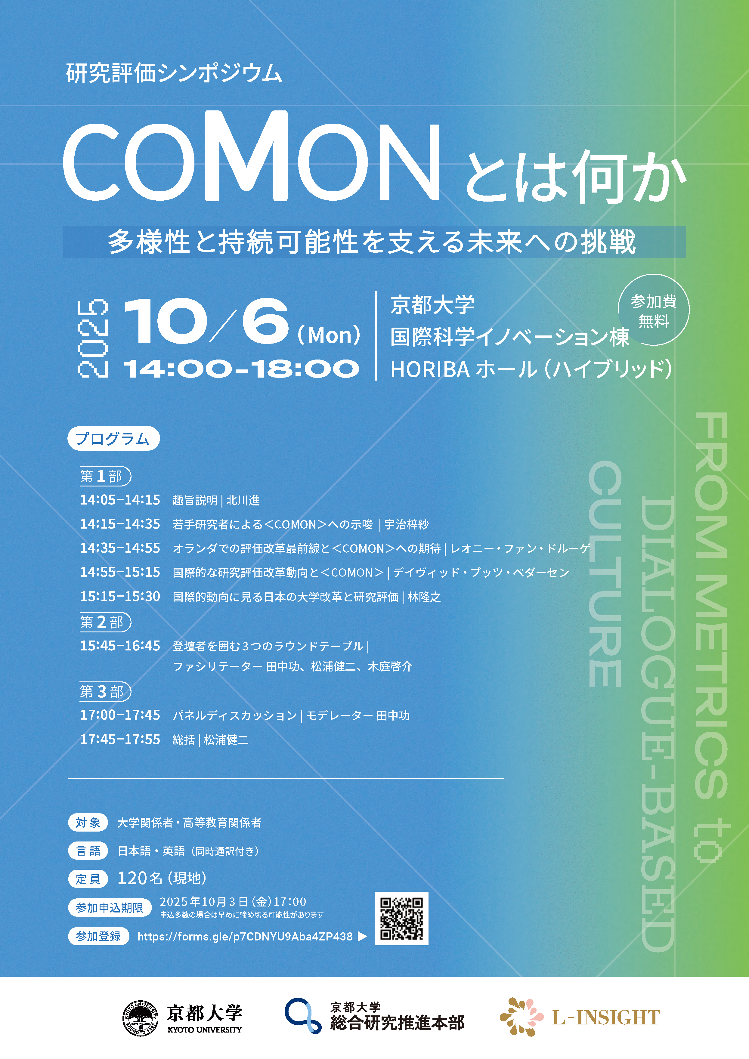 ［研究評価シンポジウム］＜COMON＞とは何か：多様性と持続可能性を支える未来への挑戦（2025年10月6日）
