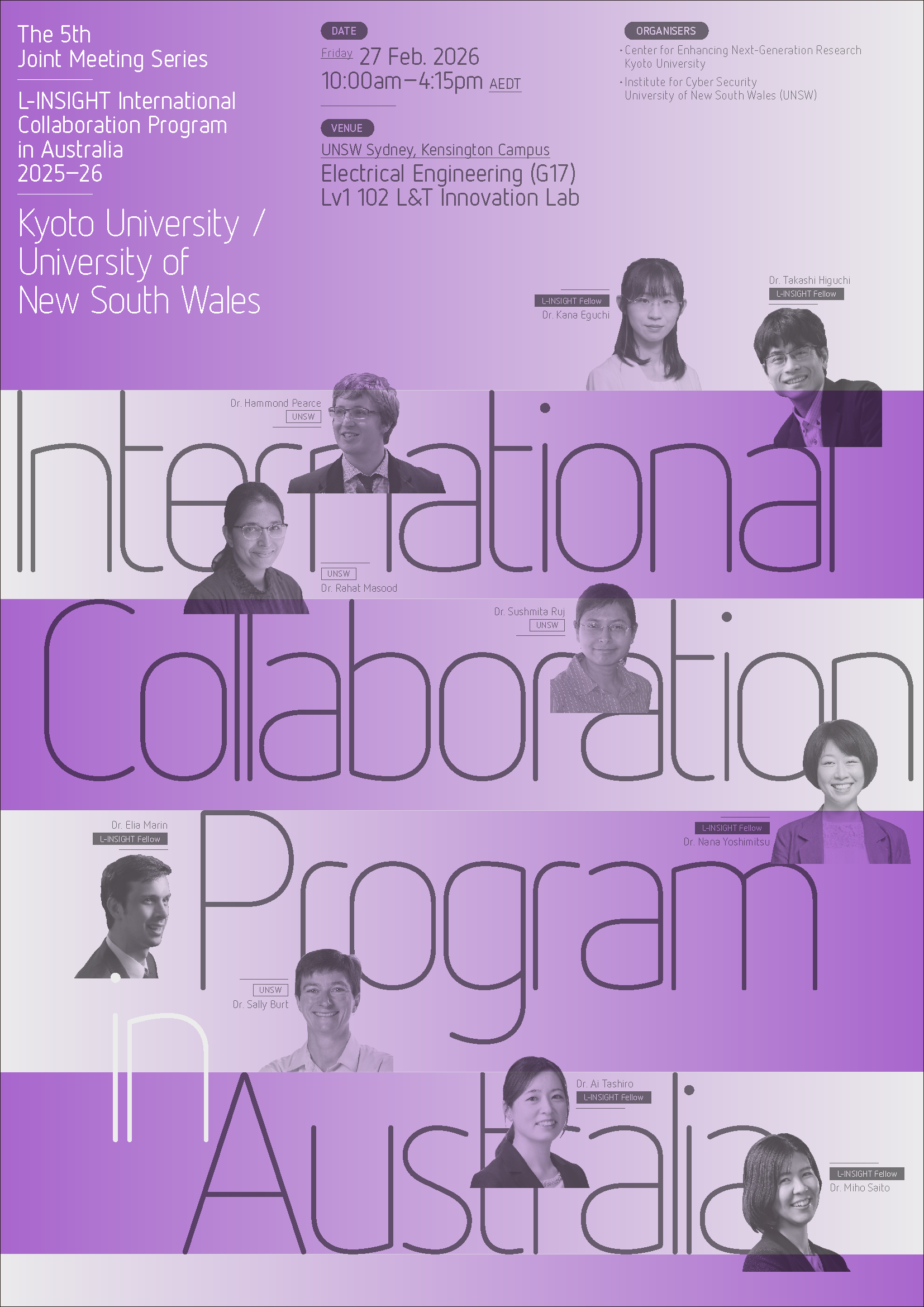 [The 5th Joint Meeting Series] L-INSIGHT International Collaboration Program in Australia 2025–26: Kyoto University / University of New South Wales（27 February 2026）